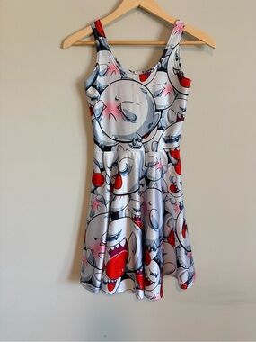 Mario Boo Tank Skater Dress in White and Red living dead